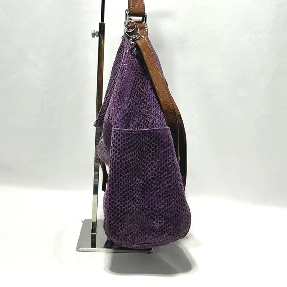 Sorial Purple Brown Leather Large Hobo Convertible Crossbody Bag - Large - Picture 3 of 8